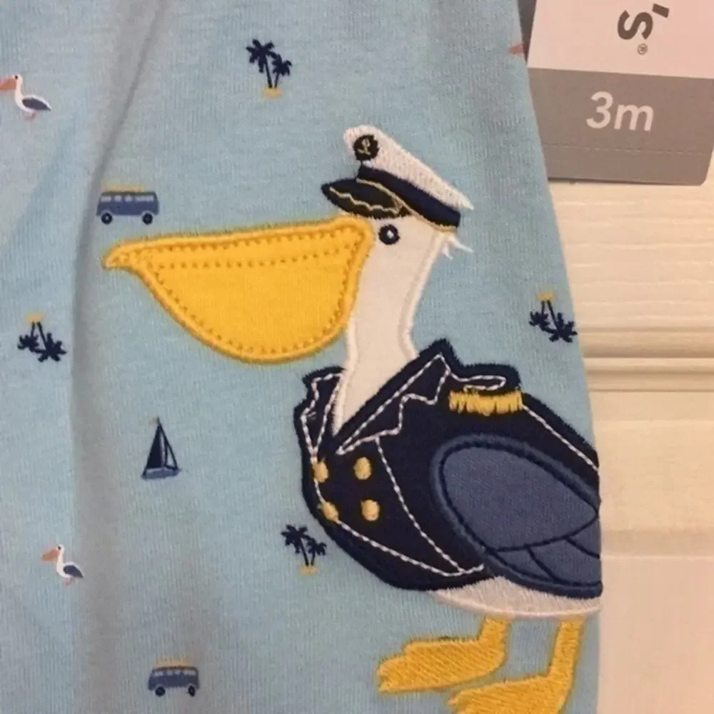 Carter’s Shorts Romper Size 3 Months Pelican Snap Up Short sleeve Pastel pelican